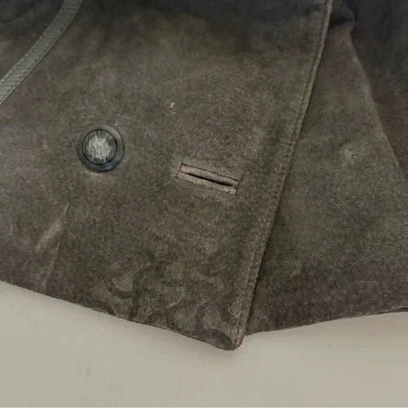 VINTAGE ‘80’s Double-Breasted Suede Trench Coat - Gray - Picture 12 of 12